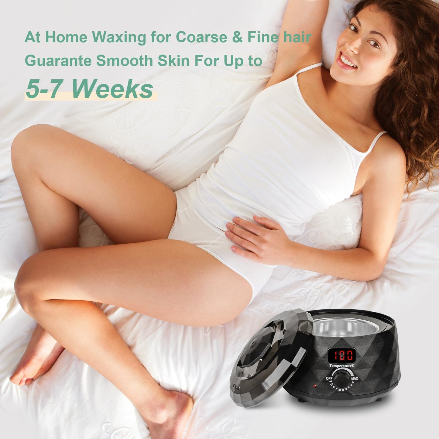 Charmonic Wax Warmer, Upgrade Digital Waxing Kit with Silicone Pot & 500g Hard Wax Beads for Whole Body Brazilian Bikini Legs Armpit Nose Hair Removal, Hot Wax Machine with All Waxing Accessories-Black