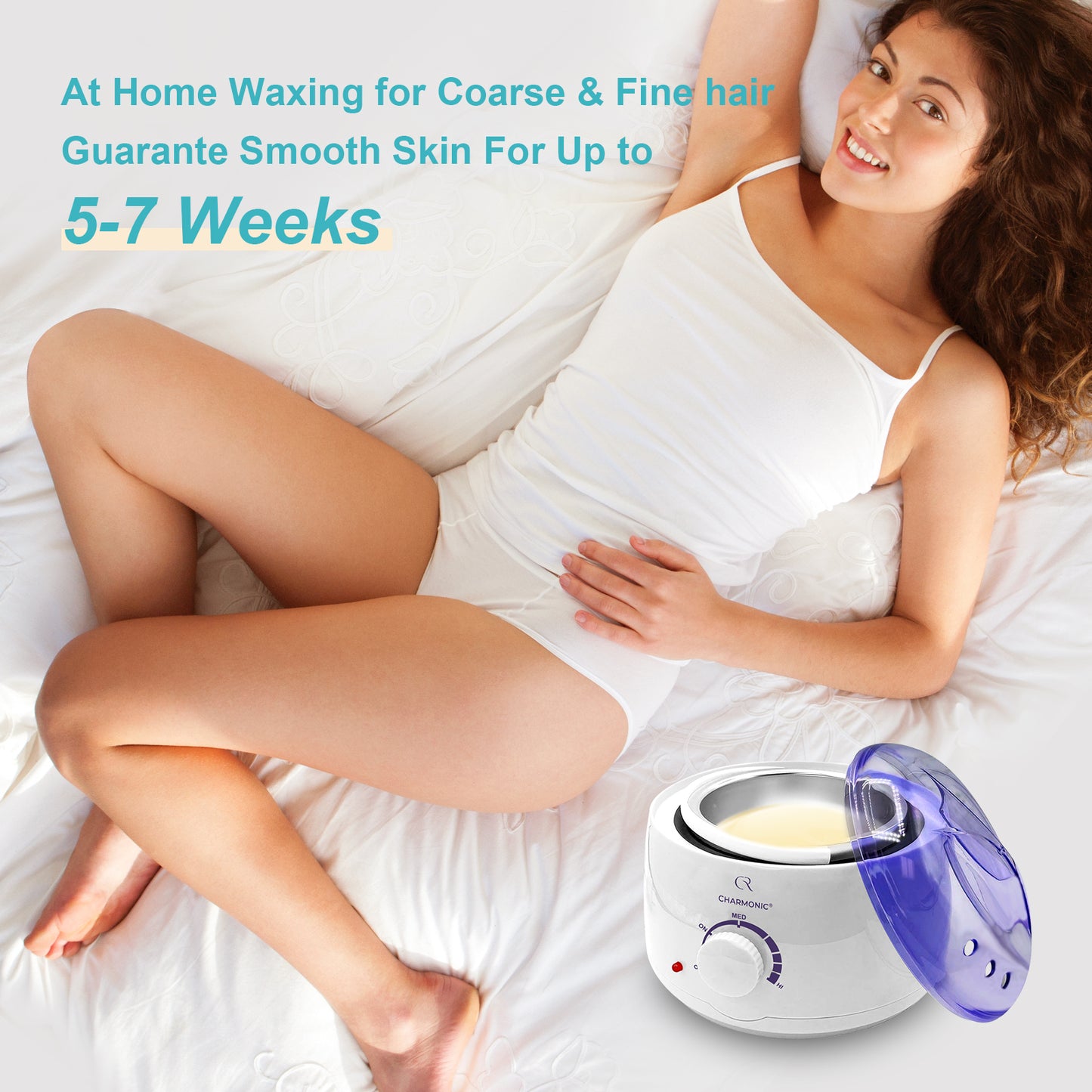 Charmonic Wax Warmer, Wax Melt Warmer for Waxing with 500g Hard Wax Beads for Whole Body Brazilian Bikini Legs Armpit Nose Hair Removal, Hot Wax Machine with All Waxing Accessories